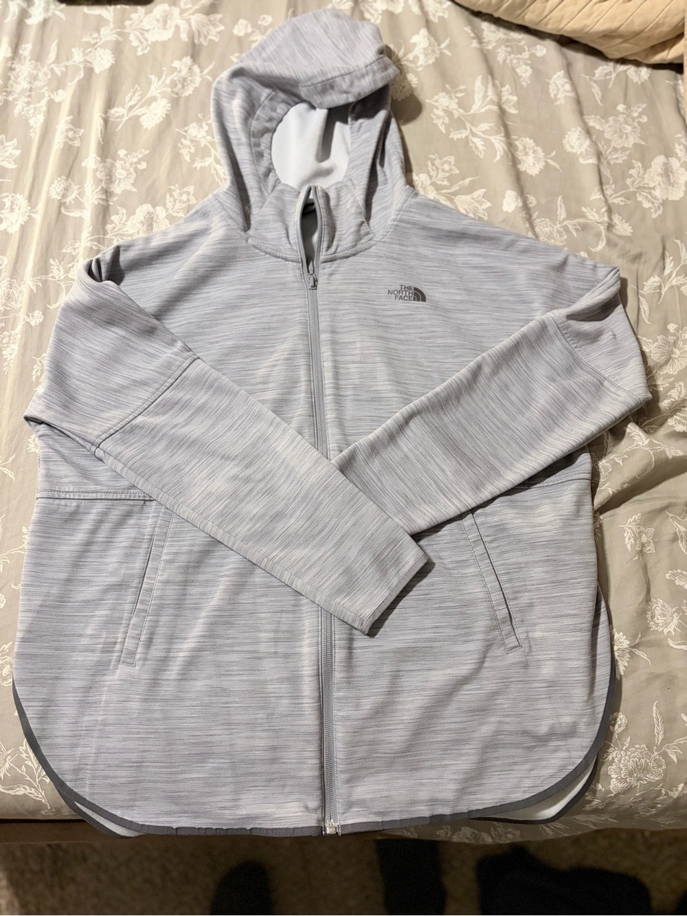 The North Face Women’s Light Heather Gray Full-Zip Hoodie Jacket